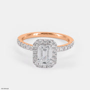 1 Carat Classic Solitaire Emerald Rings 14K Rose Gold
