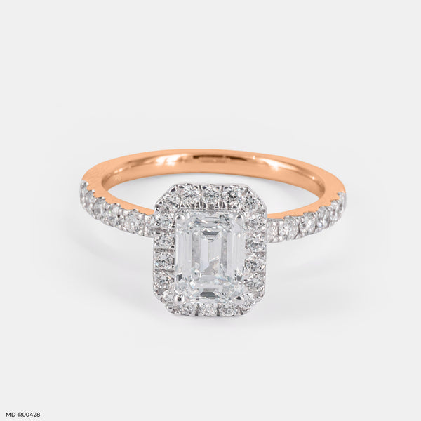 1 Carat Classic Solitaire Emerald Rings 14K Rose Gold