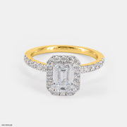 1 Carat Classic Solitaire Emerald Rings 14K Yellow Gold