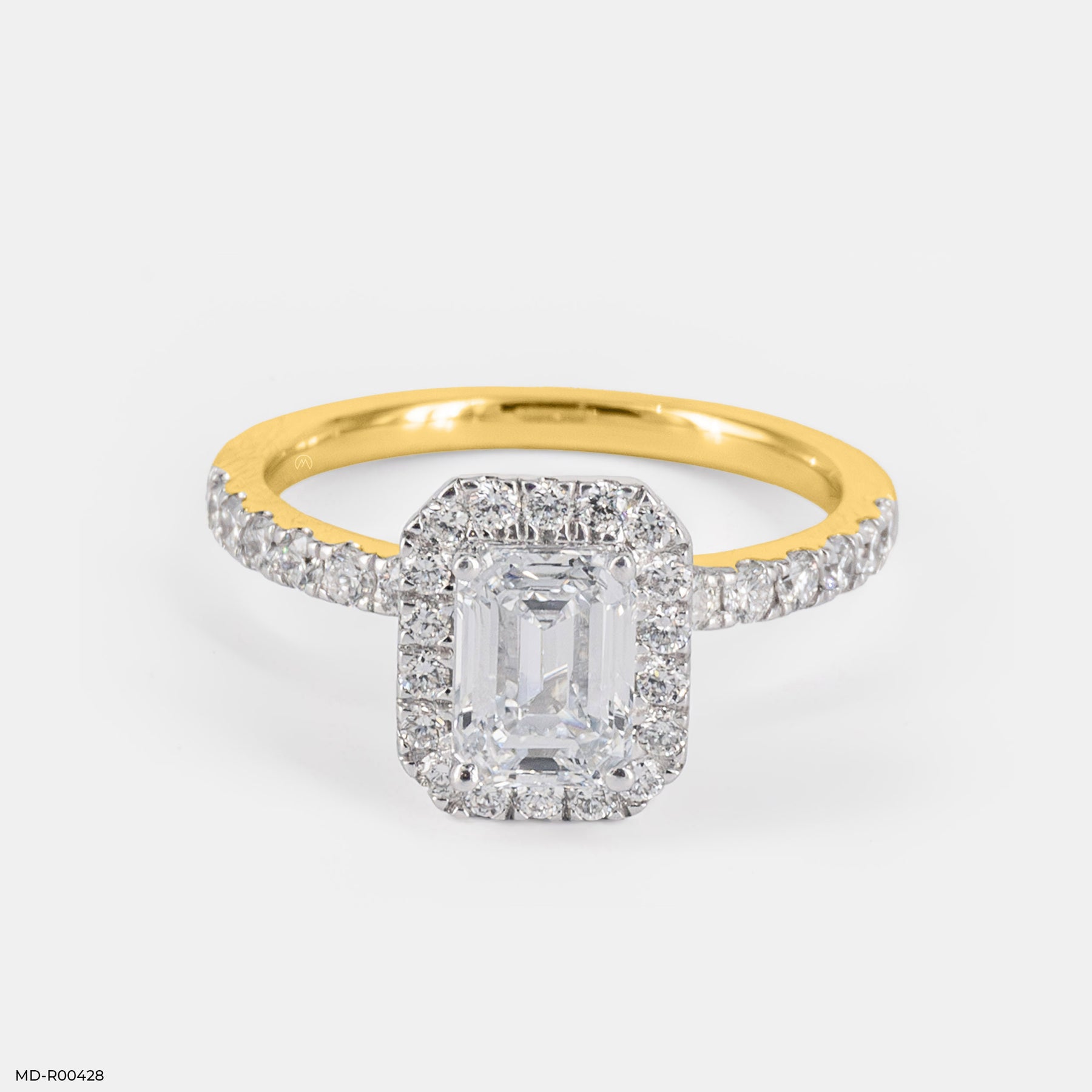 1 Carat Classic Solitaire Emerald Rings 9K Yellow Gold