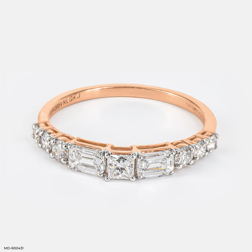 Swirling Lines Diamond Rings 9K Rose Gold
