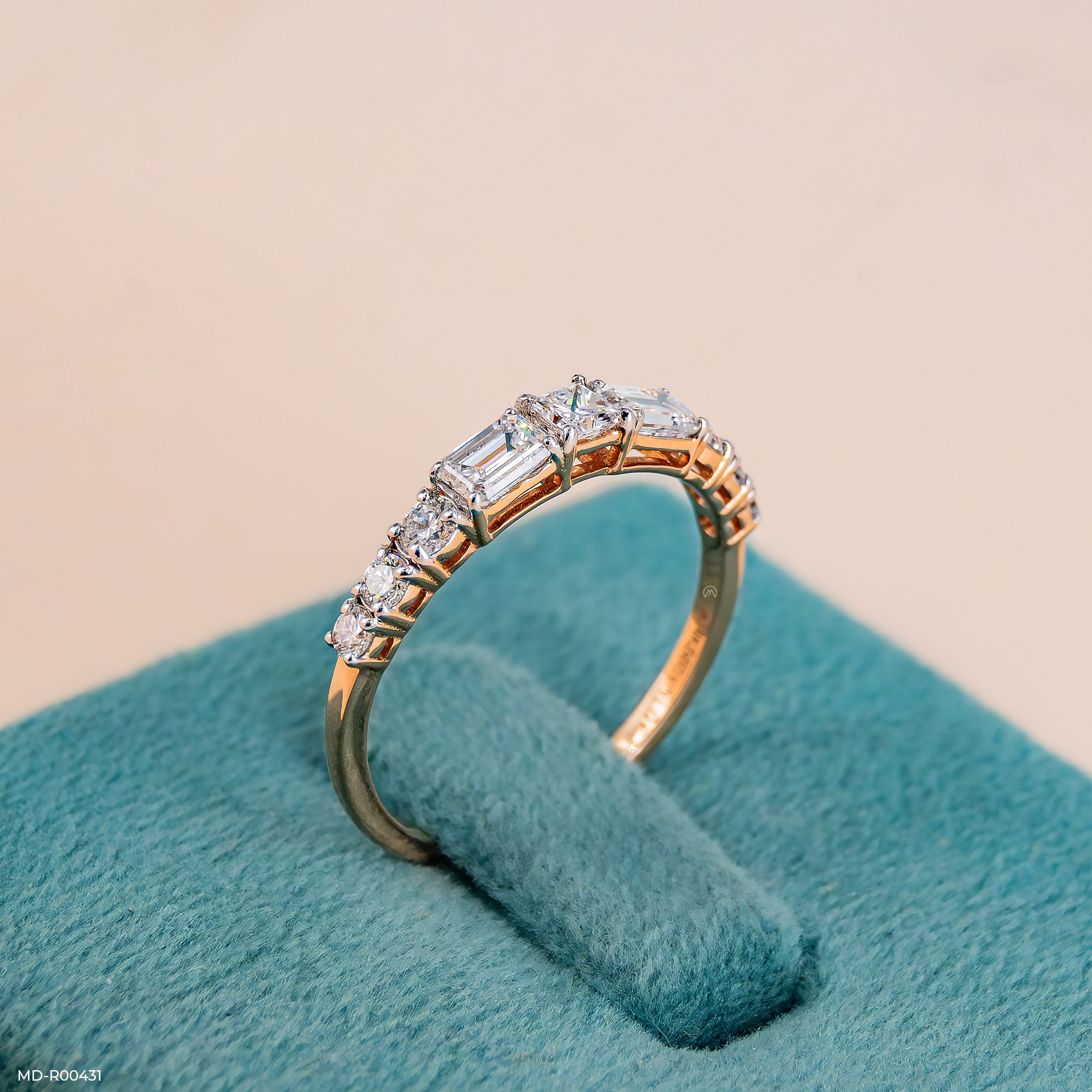 Swirling Lines Diamond Rings 14K Yellow Gold