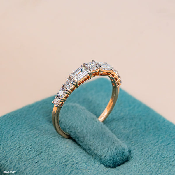 Swirling Lines Diamond Rings 14K Yellow Gold