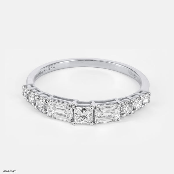 Swirling Lines Diamond Rings 14K White Gold
