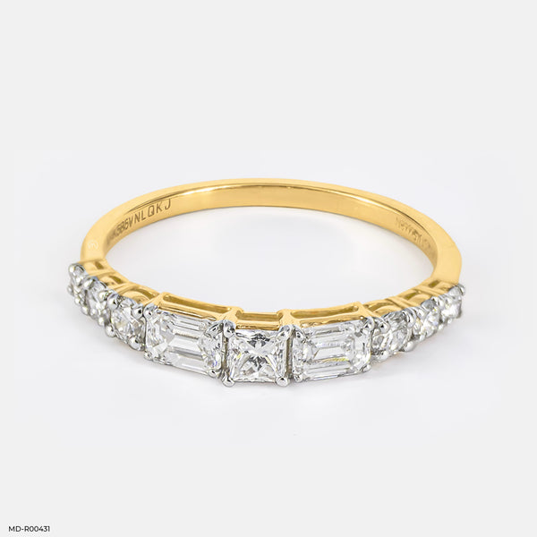 Swirling Lines Diamond Rings 14K Yellow Gold