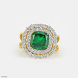 The Royal Emerald Halo Lab Diamond Ring 14K Yellow Gold