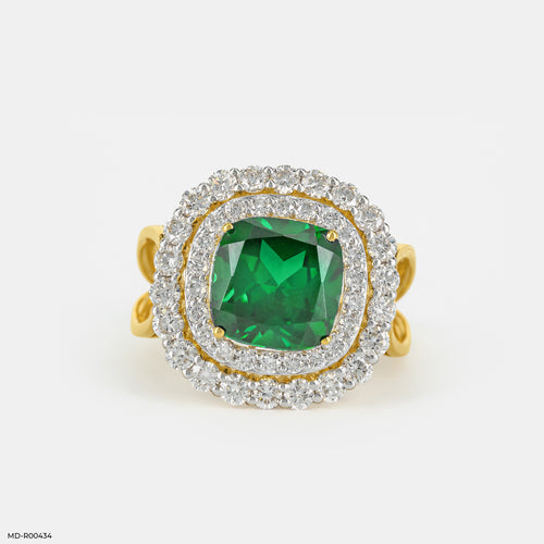 The Royal Emerald Halo Lab Diamond Ring 14K Yellow Gold