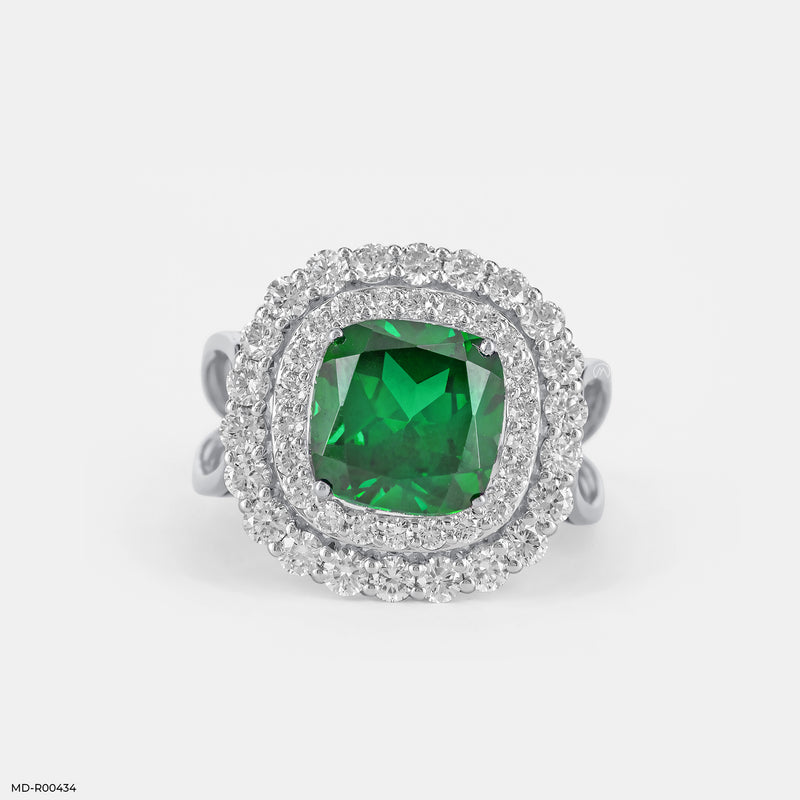 The Royal Emerald Halo Lab Diamond Ring 14K Yellow Gold