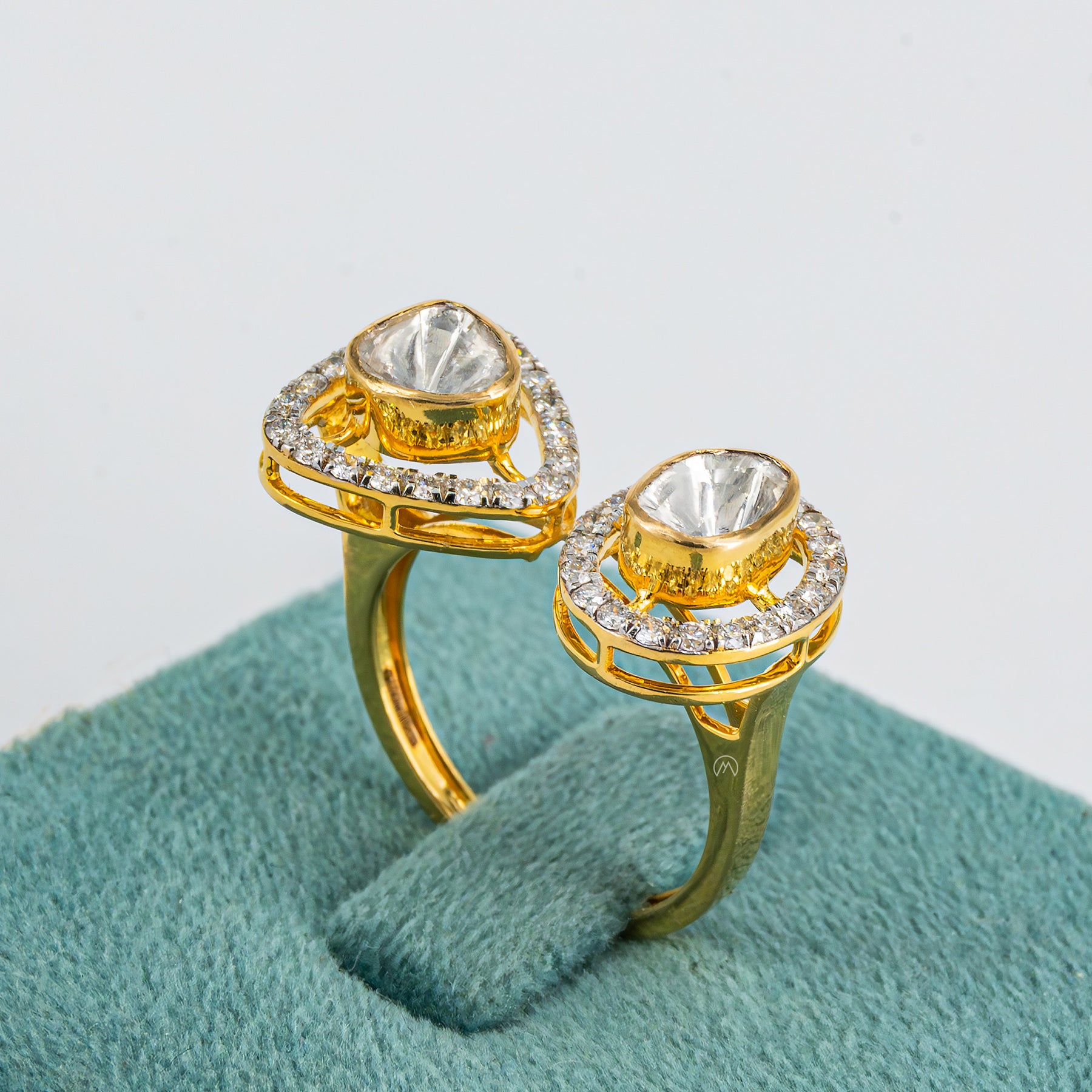 0.5 Carat Duality Polki Lab Diamond Bypass Ring 18K Yellow Gold