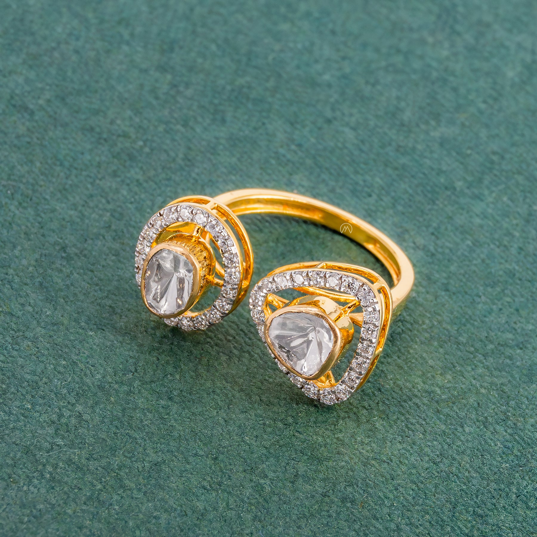 0.5 Carat Duality Polki Lab Diamond Bypass Ring 18K Yellow Gold