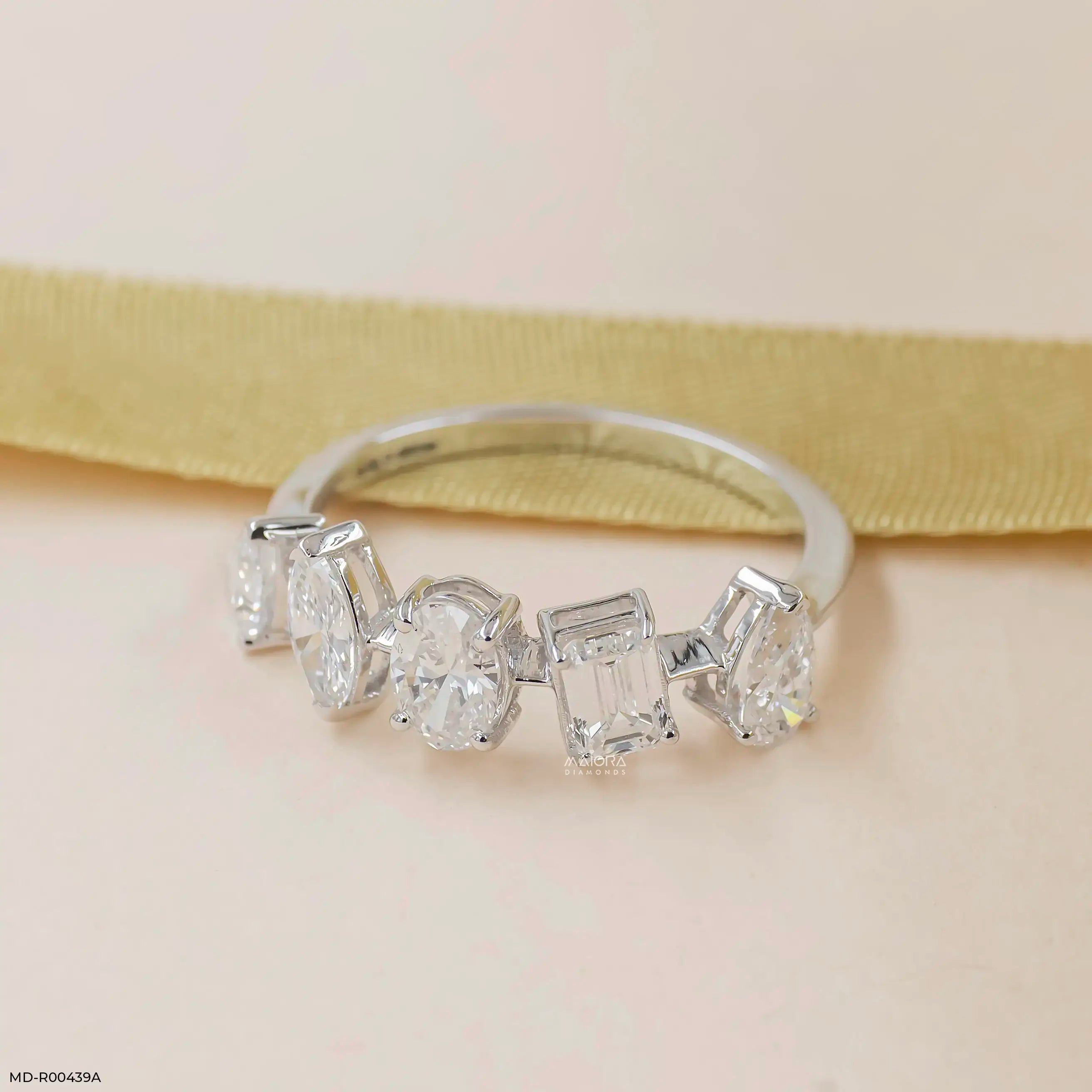 1.45 Multi Fancy Shape Lab Diamond Band Ring 9K White Gold