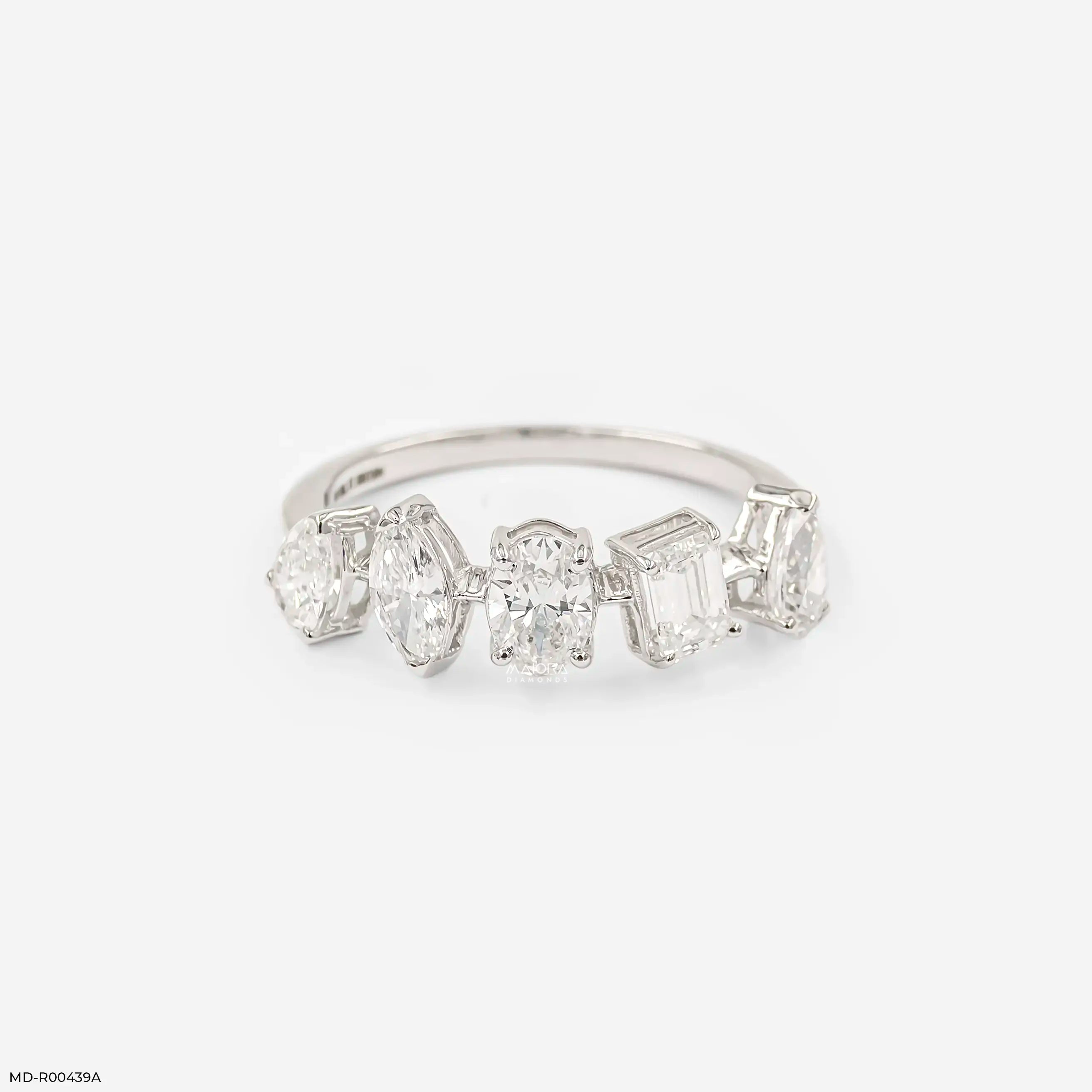 1.45 Multi Fancy Shape Lab Diamond Band Ring 9K White Gold