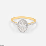 Oval Halo Solitaire Lab Diamond Ring 14K White Gold