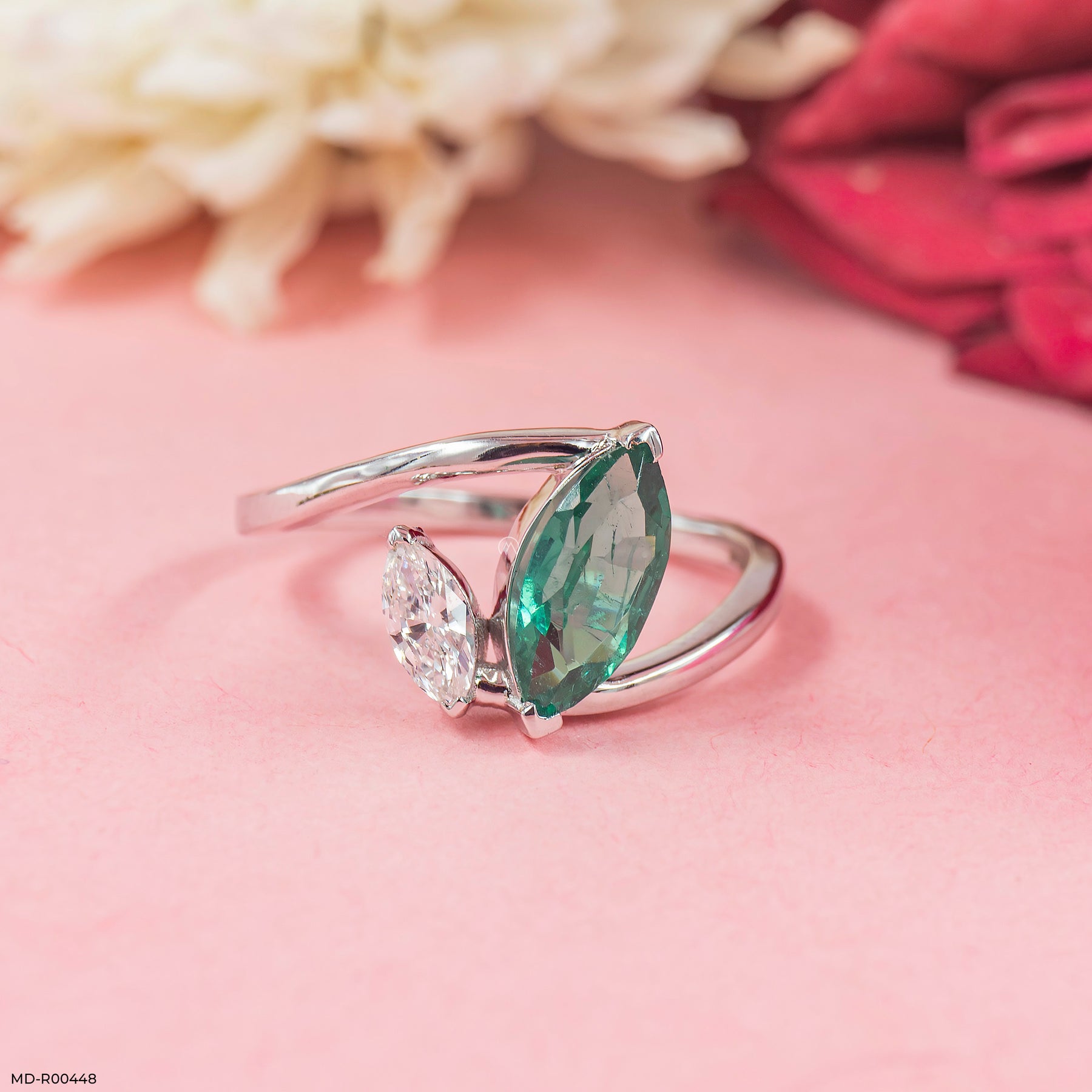 0.15 Carat Imperial Leaf Lab Diamond Ring 14K White Gold