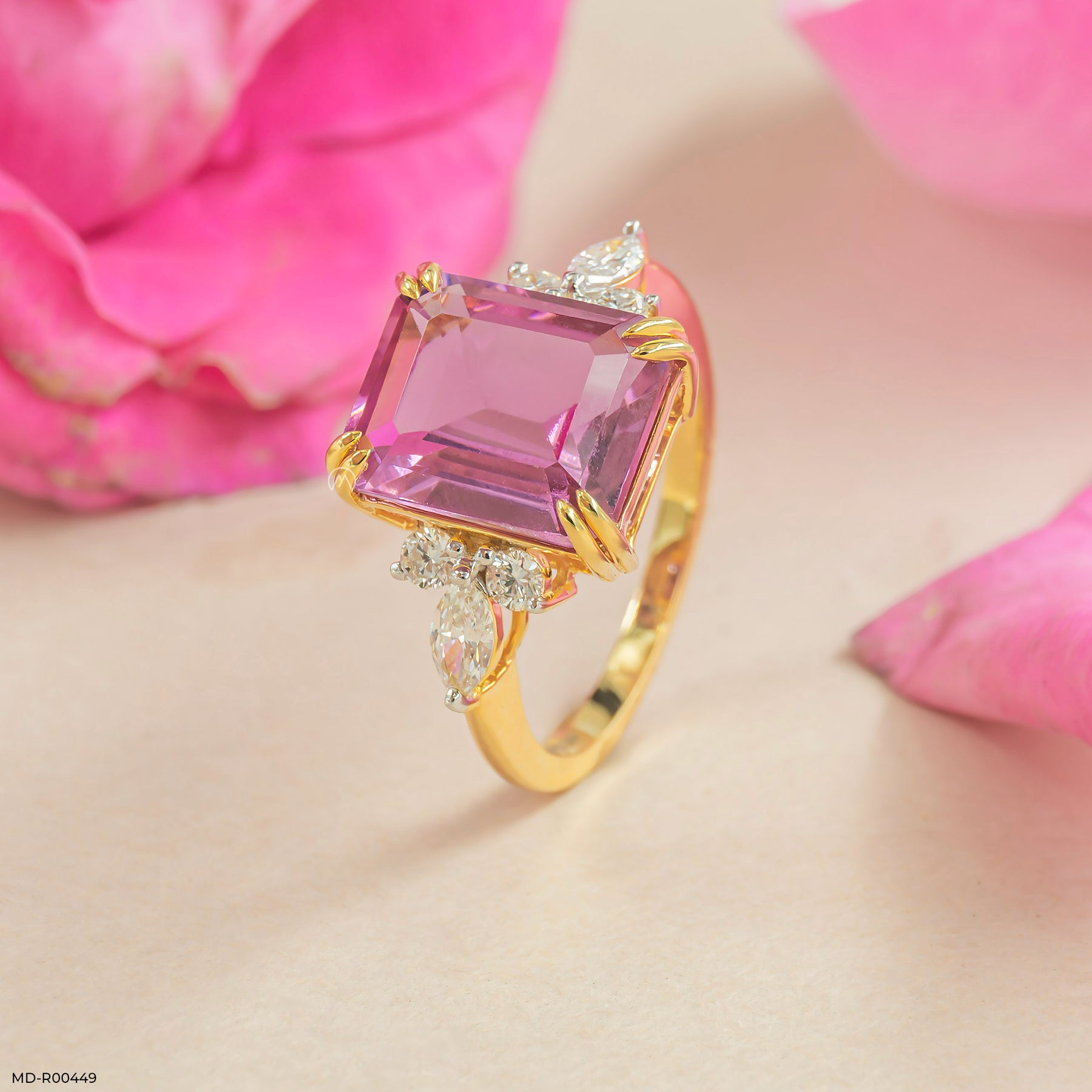 0.35 Carat Ruby Ember Lab Diamond Ring 14K Yellow Gold