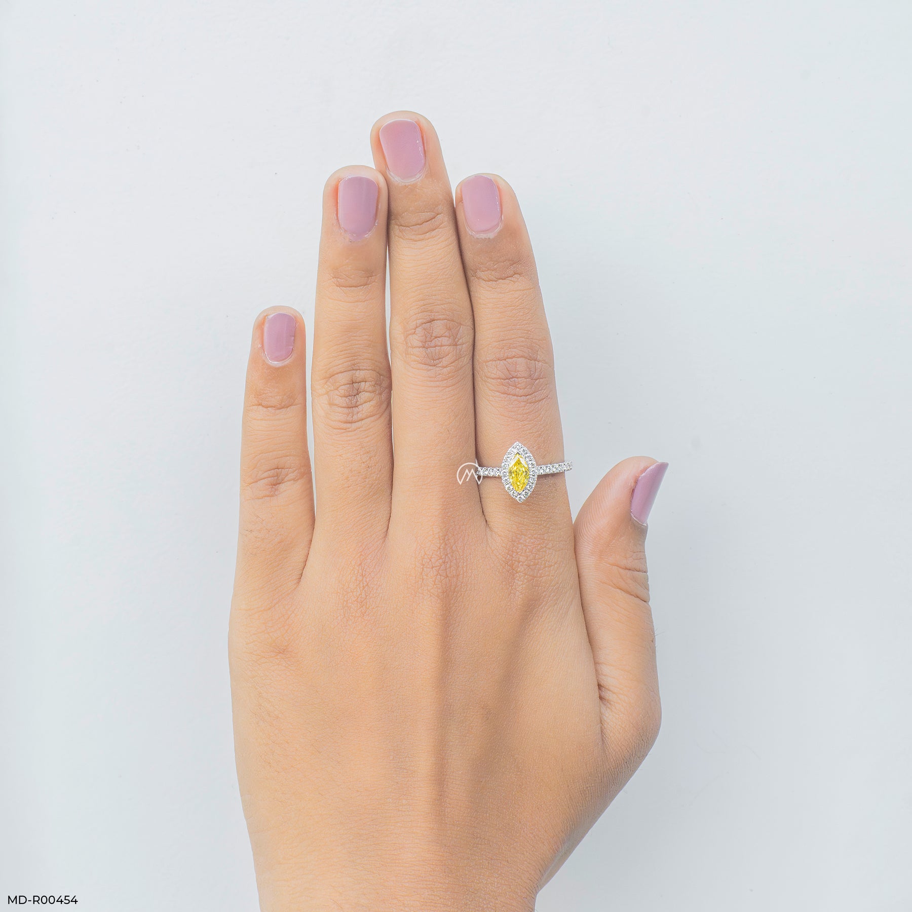 1 Carat Golden Spire Halo Lab Diamond Ring 14K White Gold