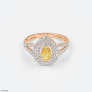 1.5 Carat Canary Teardrop Split-Shank Diamond Rings 9K Rose Gold