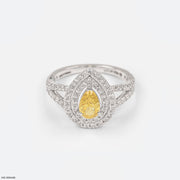 1.5 Carat Canary Teardrop Split-Shank Diamond Rings 9K White Gold