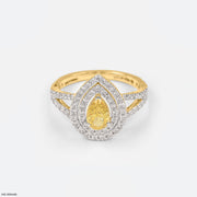 1.5 Carat Canary Teardrop Split-Shank Diamond Rings 14K Yellow Gold