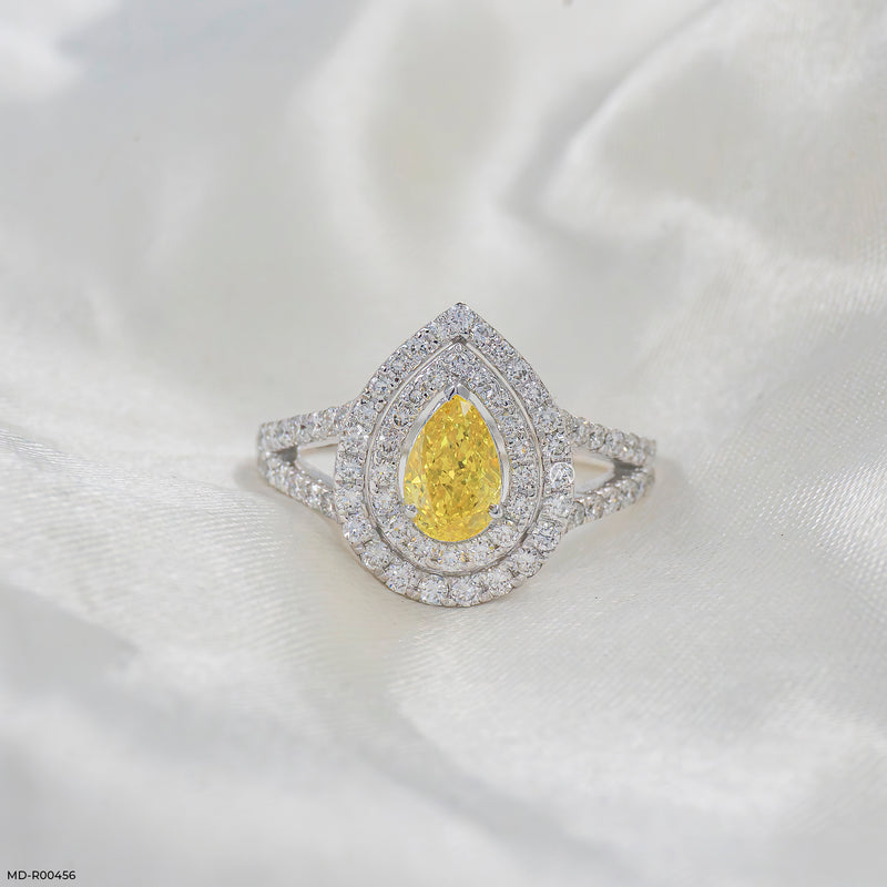 The Canary Teardrop Split-Shank Lab Diamond Ring 14K White Gold