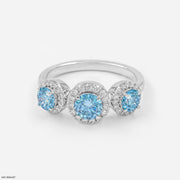1.5 Carat Azure Trinity Halo Lab Diamond Ring