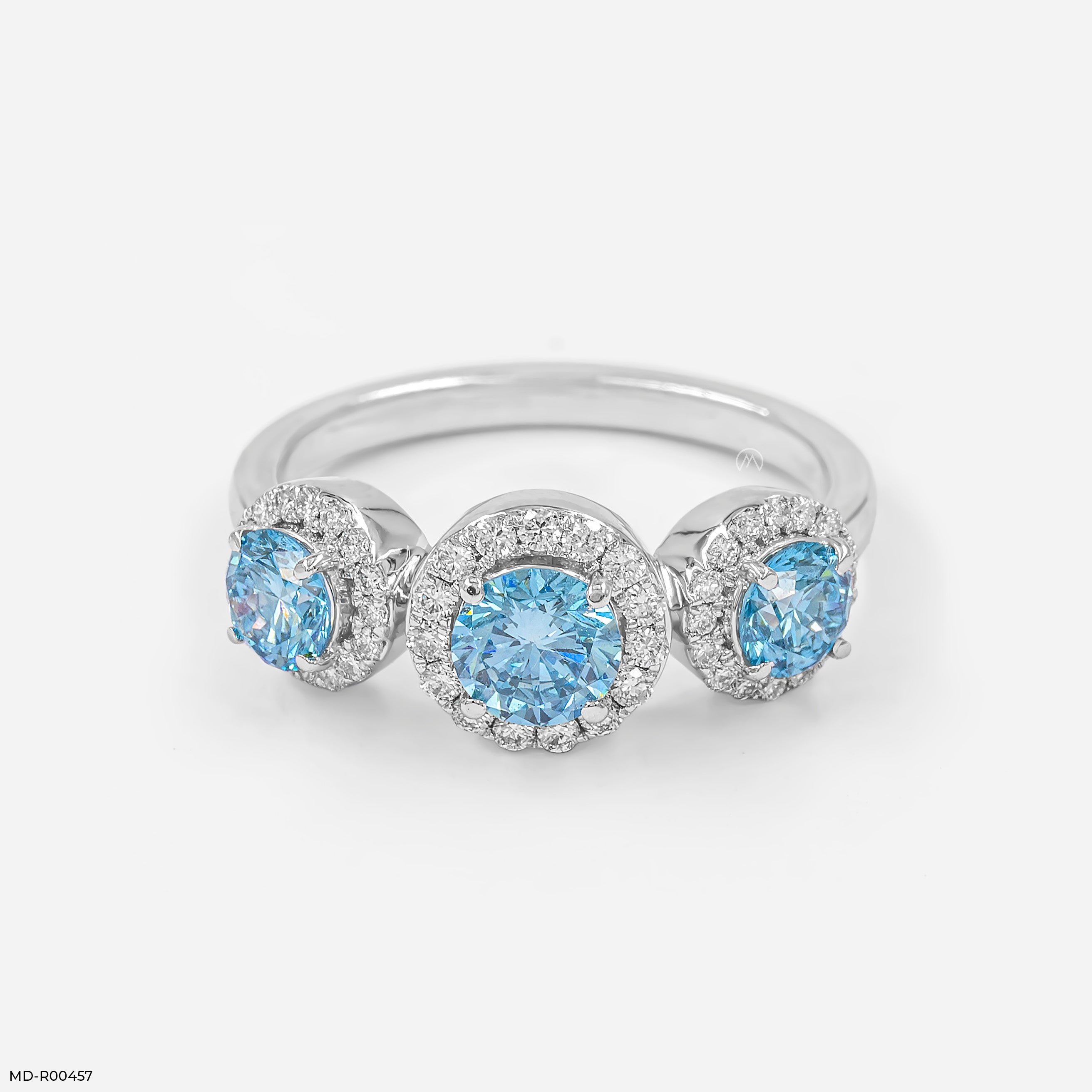 1.5 Carat Azure Trinity Halo Lab Diamond Ring
