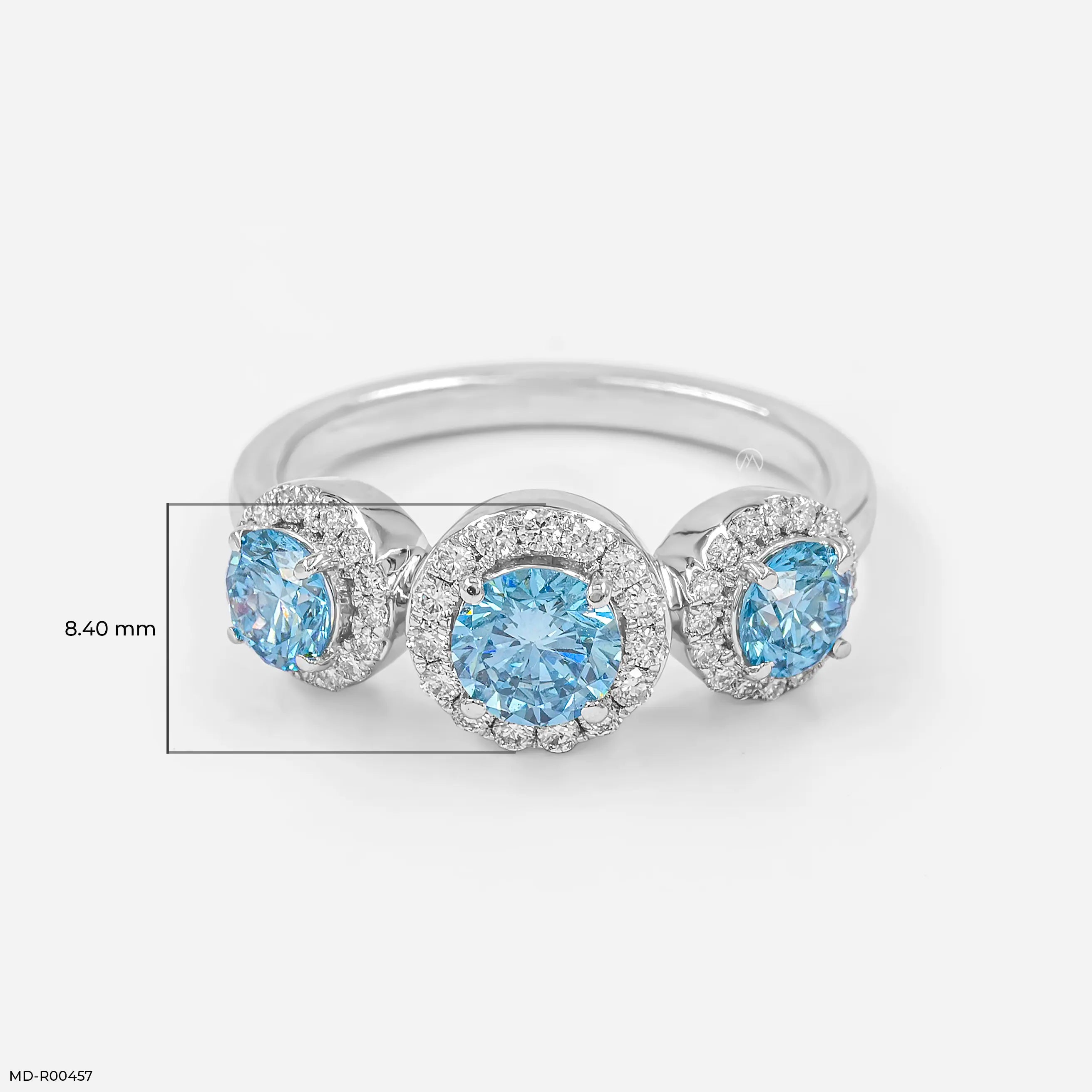 1.5 Carat Azure Trinity Halo Lab Diamond Ring