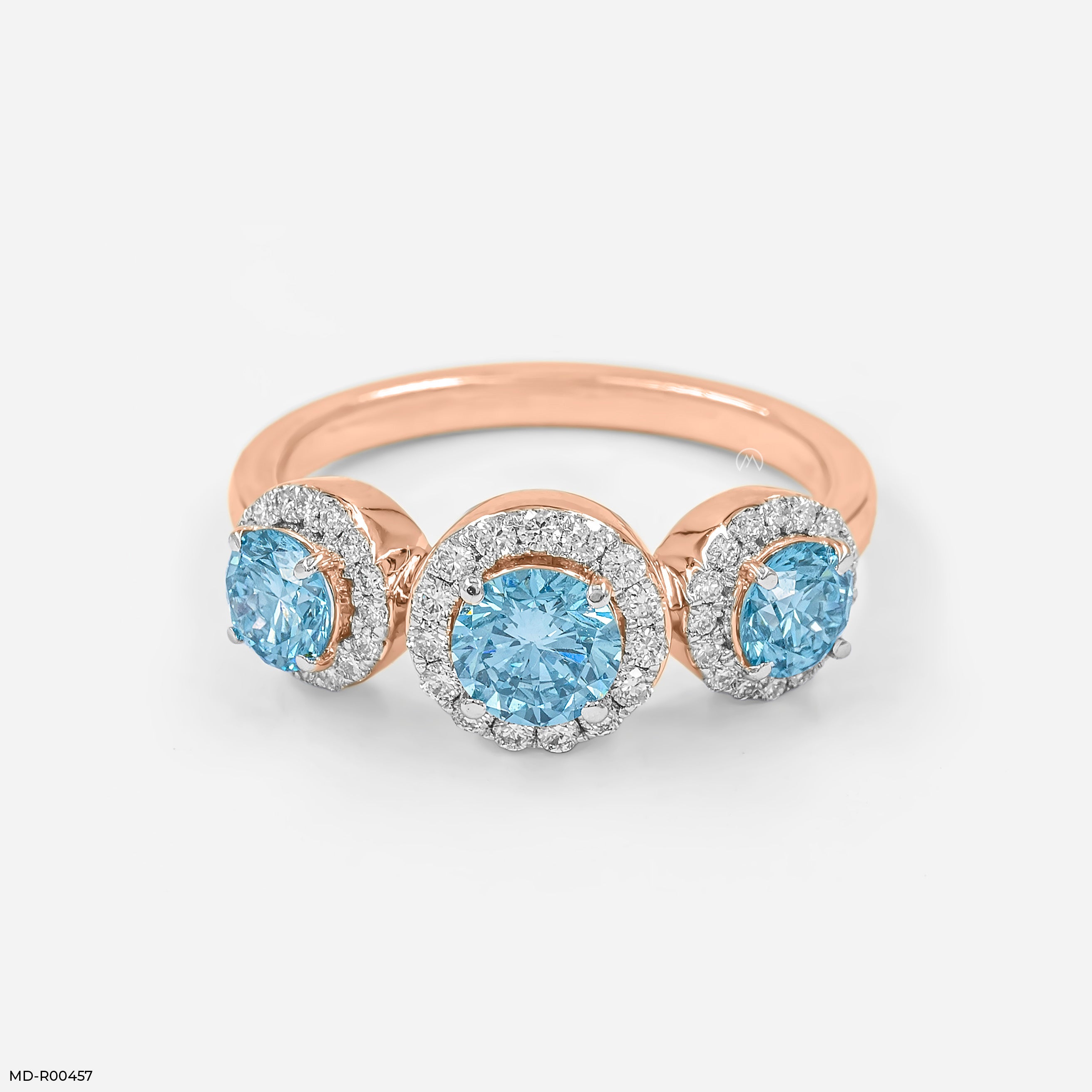 1.5 Carat Azure Trinity Halo Lab Diamond Ring