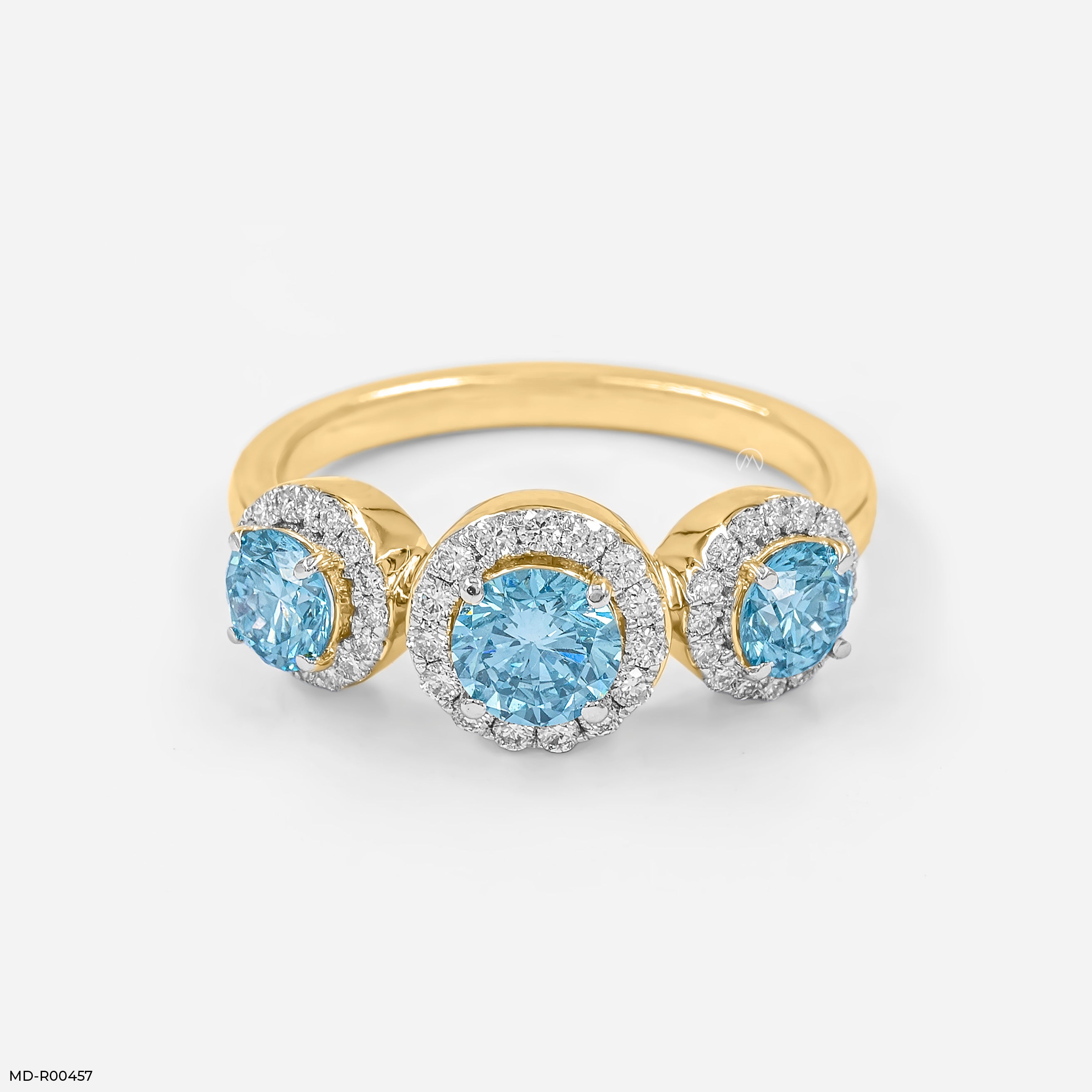 1.5 Carat Azure Trinity Halo Lab Diamond Ring