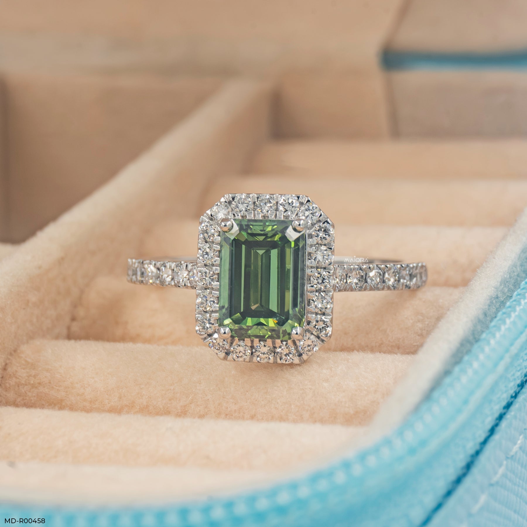 2 Carat Emerald Garden Halo Lab Diamond Ring 14K White Gold