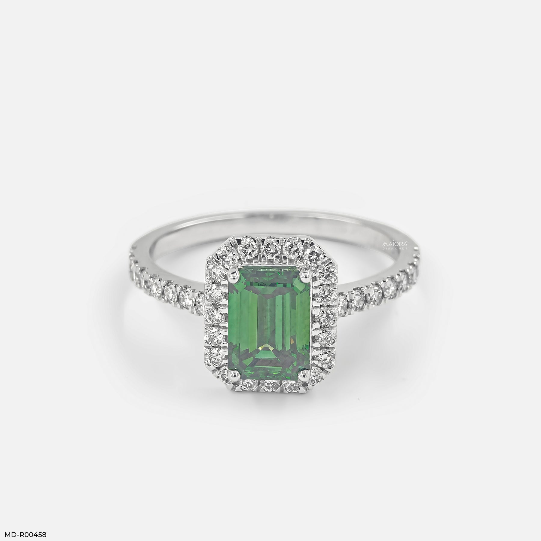 2 Carat Emerald Garden Halo Lab Diamond Ring 14K White Gold