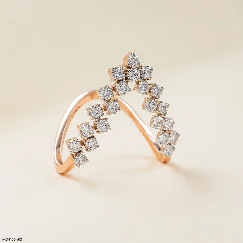 V Shape Stackable Lab Diamond Ring 14K Rose Gold