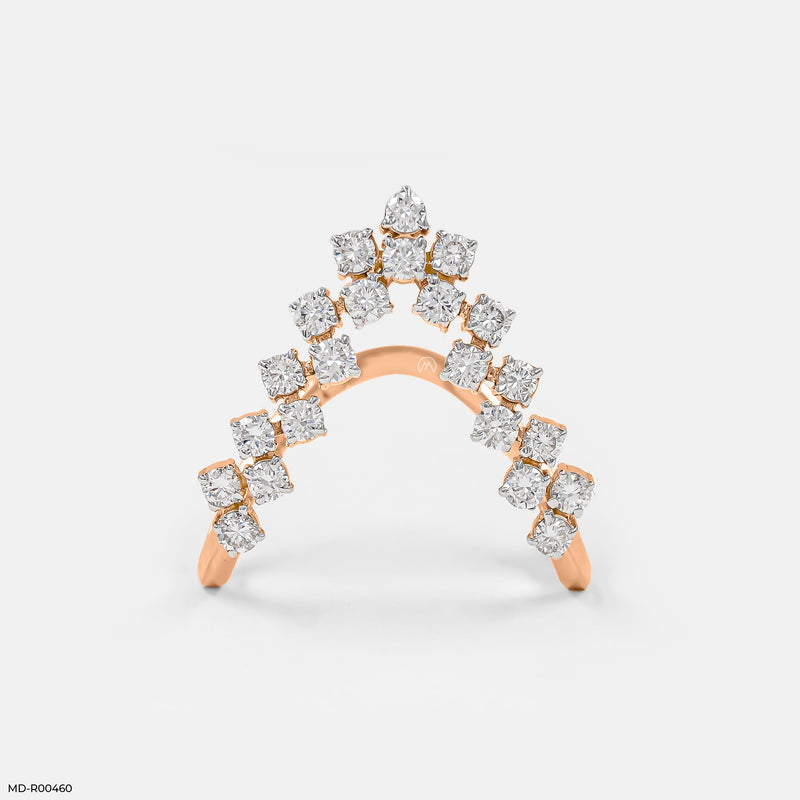 V Shape Stackable Lab Diamond Ring 14K Rose Gold