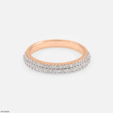 Double Row Diamond Eternity Band Rings 14K Rose Gold