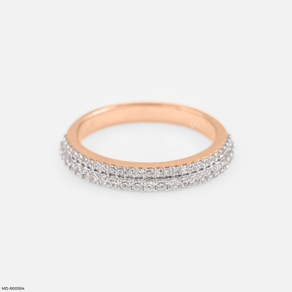 Double Row Diamond Eternity Band Rings 18K Rose Gold