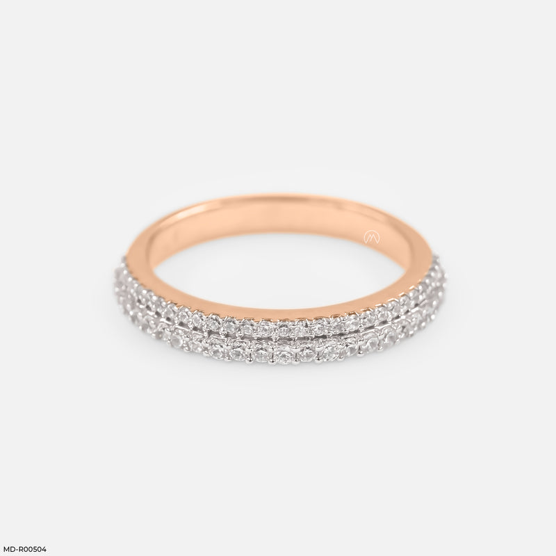 Double Row Diamond Eternity Band Rings 14K Rose Gold