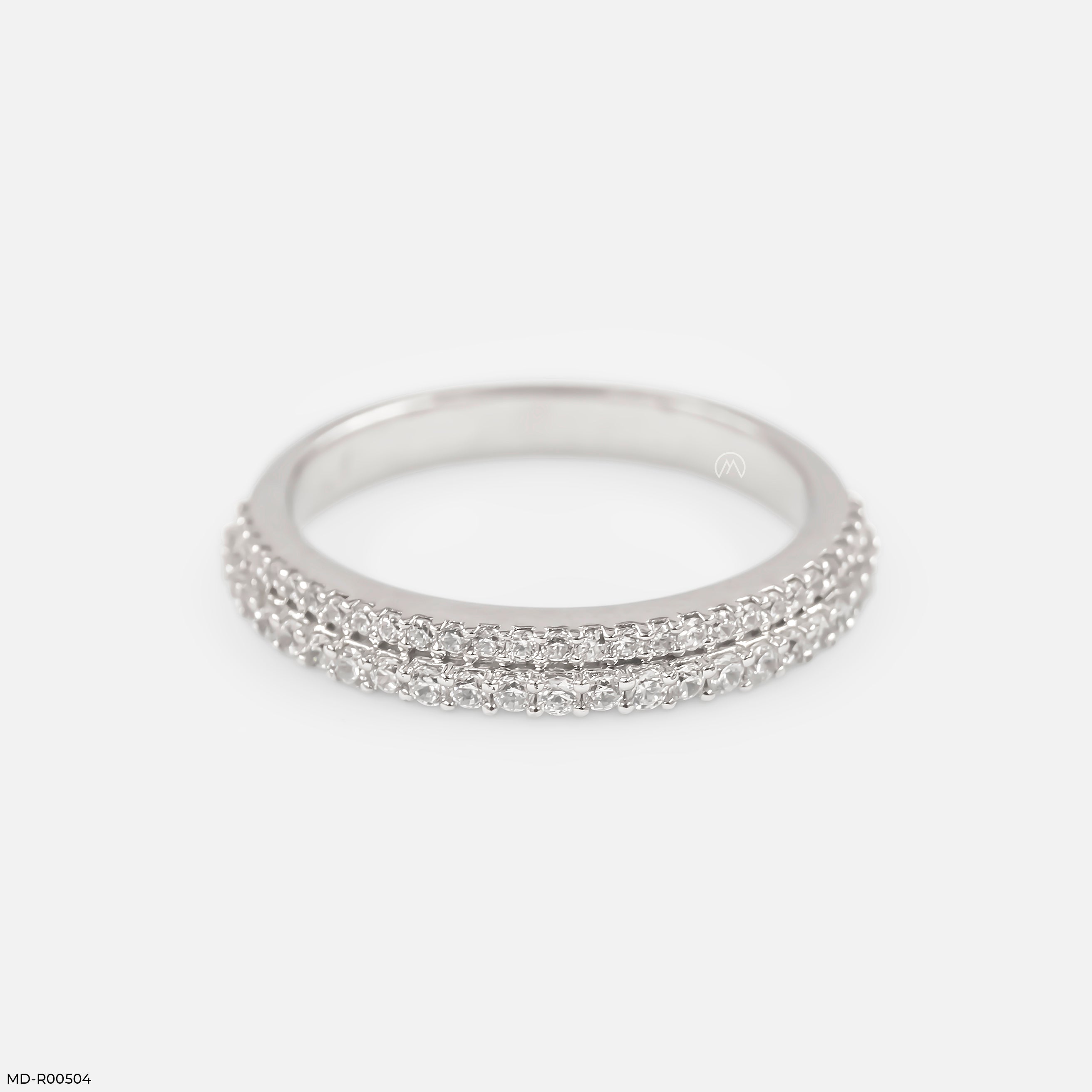 Double Row Diamond Eternity Band Rings 9K White Gold