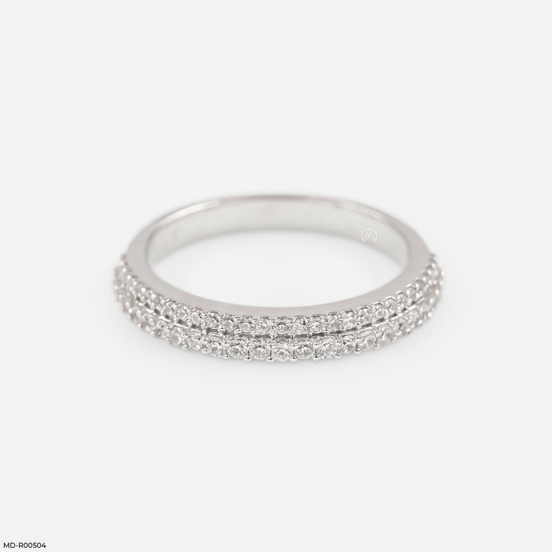 Double Row Diamond Eternity Band Rings 14K Rose Gold