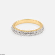 Double Row Diamond Eternity Band Rings 14K Yellow Gold