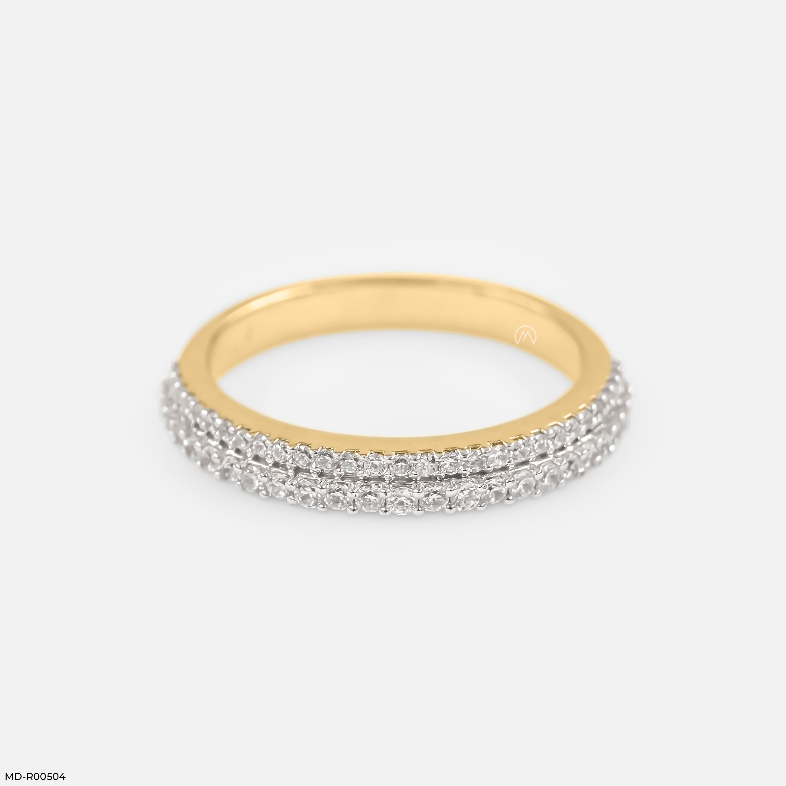 Double Row Diamond Eternity Band Rings 9K Yellow Gold