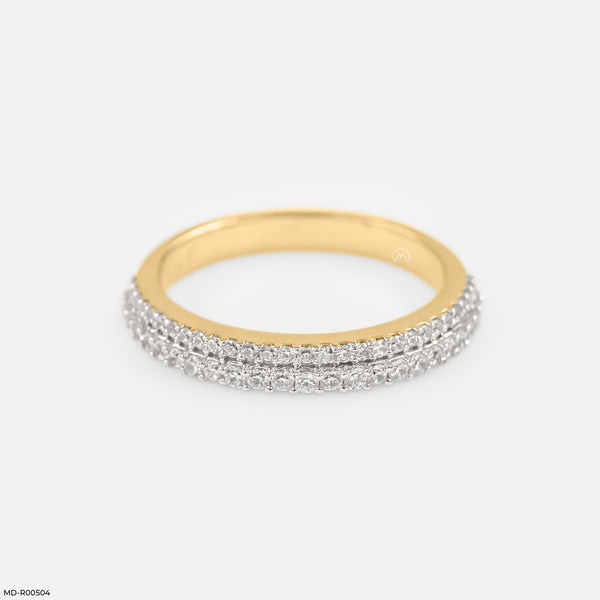Double Row Diamond Eternity Band Rings 14K Yellow Gold