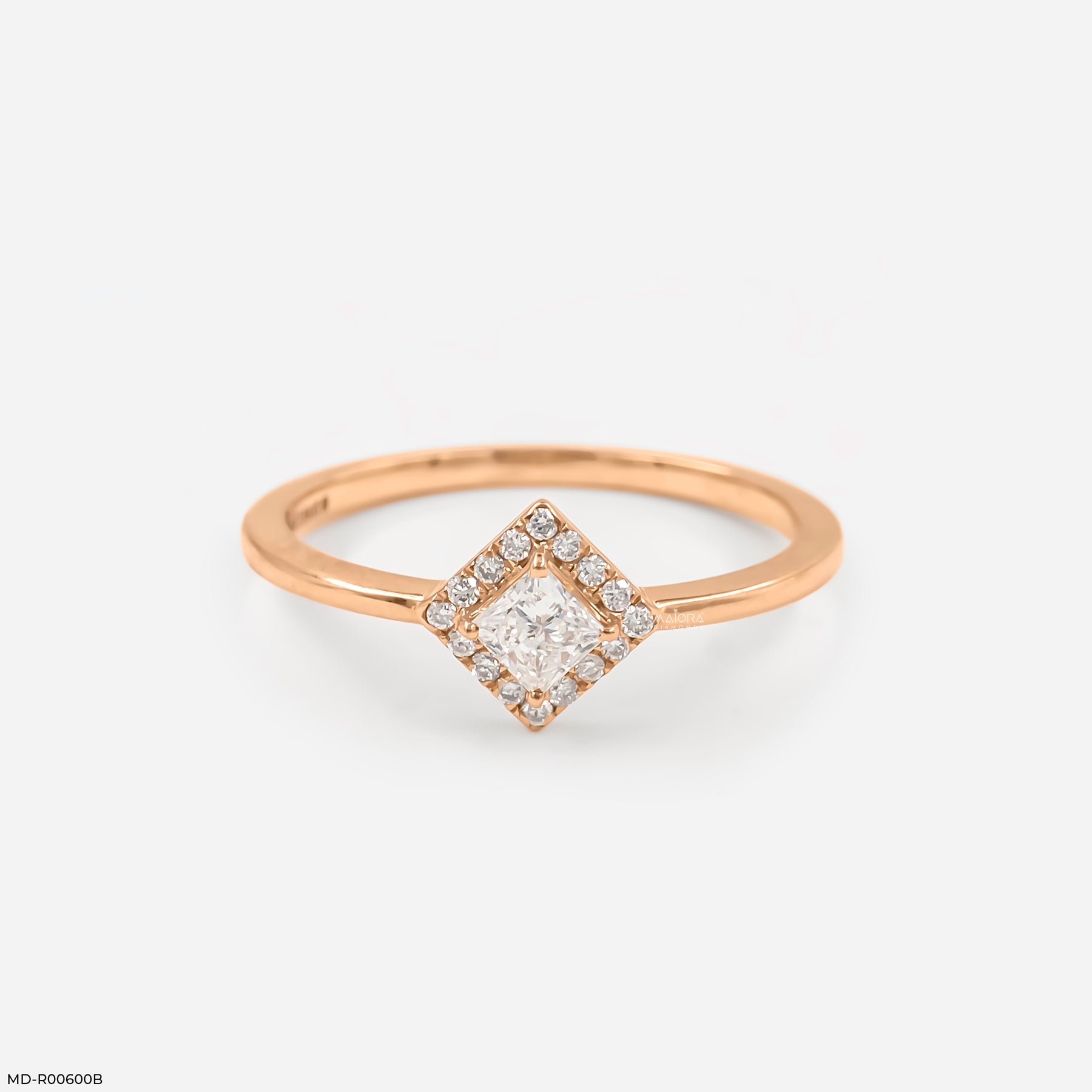 0.35 Carat Square Halo Lab Diamond Ring 14K Rose Gold