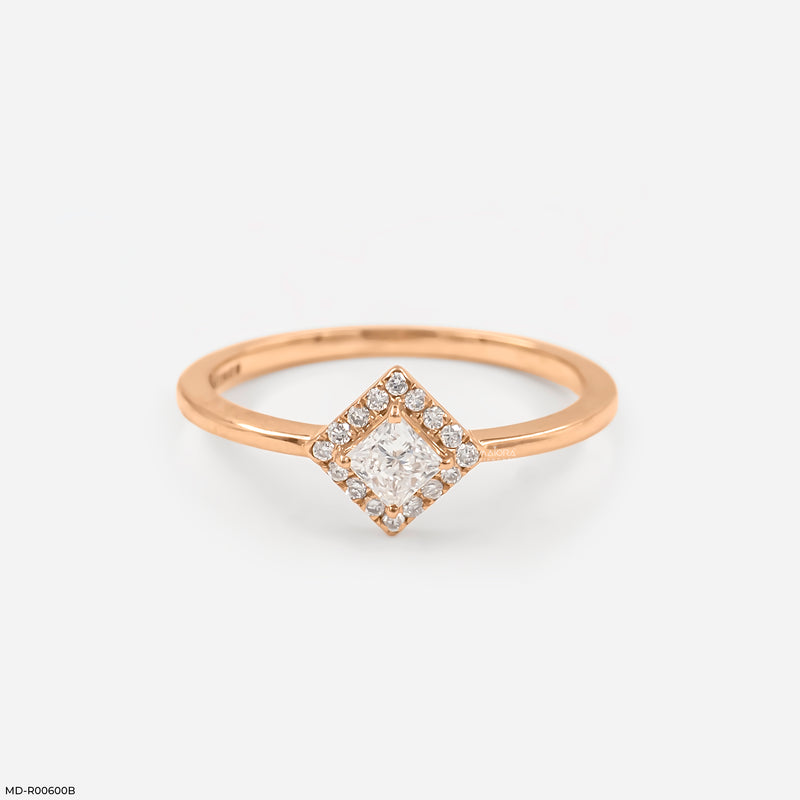 Square Halo Lab Diamond Ring 14K Rose Gold