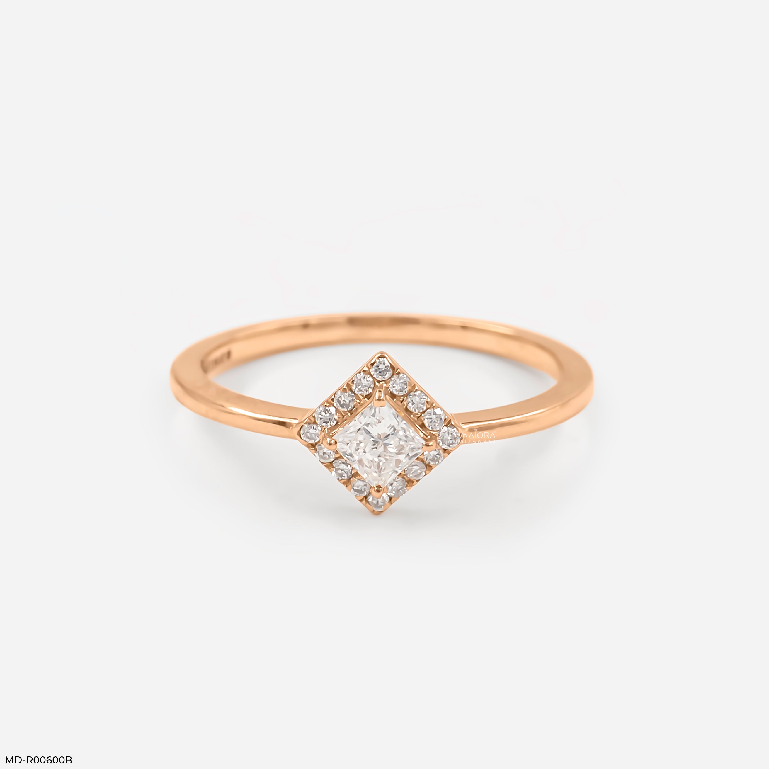 0.35 Carat Square Halo Lab Diamond Ring