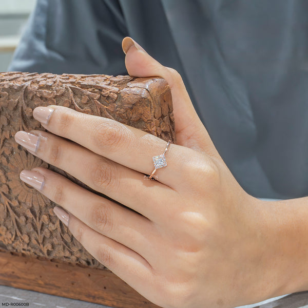 Square Halo Lab Diamond Ring 14K Rose Gold