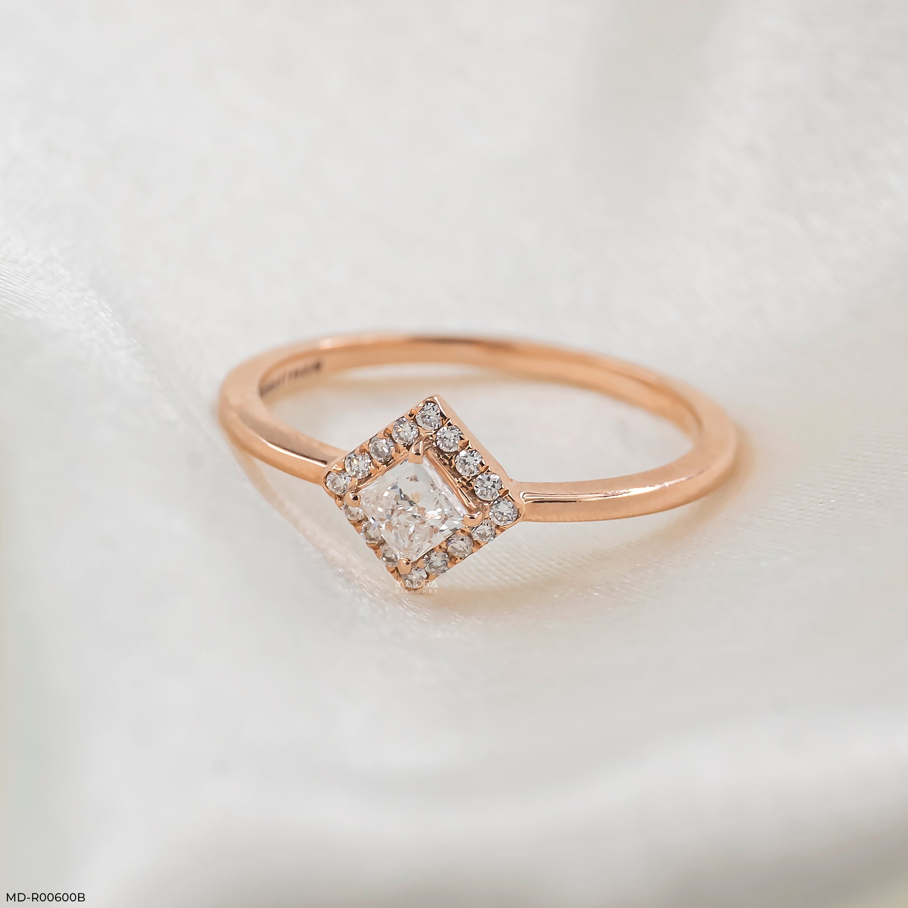 0.35 Carat Square Halo Lab Diamond Ring 14K Rose Gold
