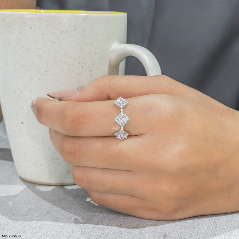 Geometric Trilogy Lab DiamondRing 14K White Gold