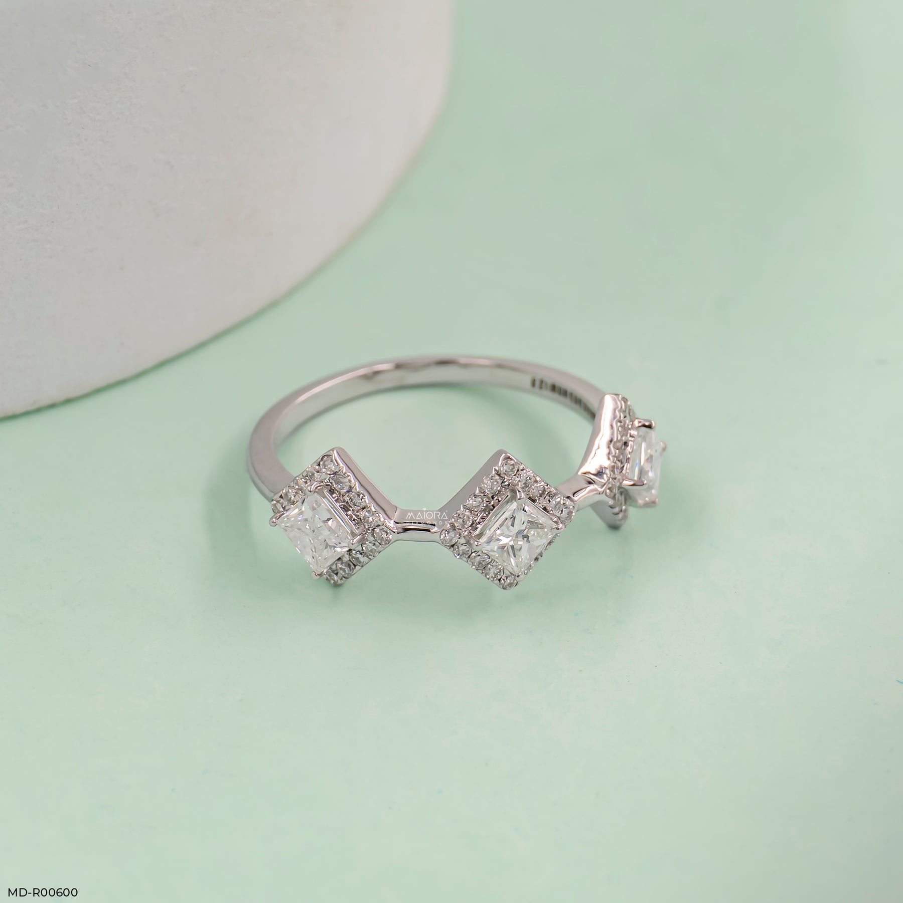 1 Carat Geometric Trilogy Lab DiamondRing 14K White Gold