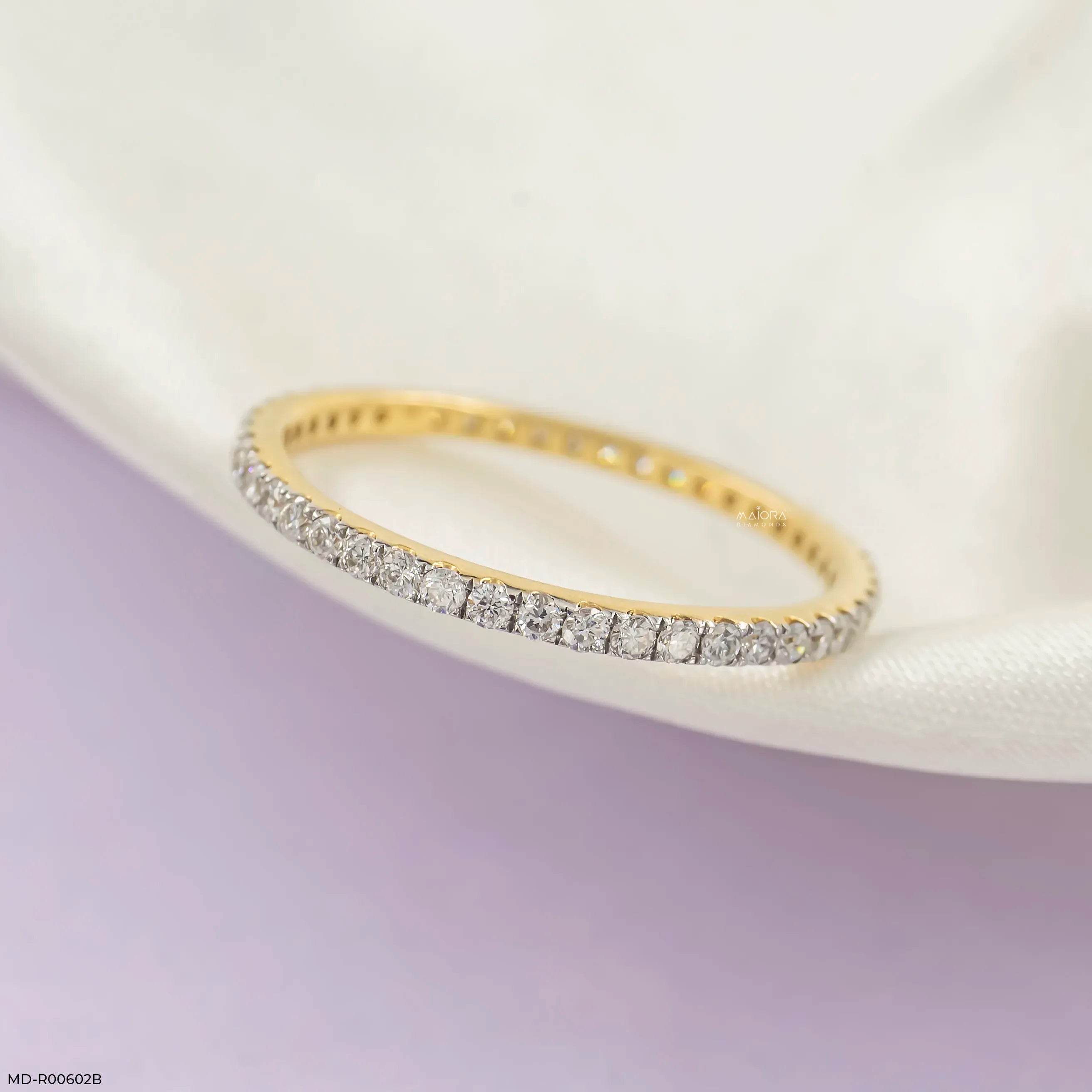 0.40 Carat Dual Tone Round Band Diamond Ring 9K Yellow Gold