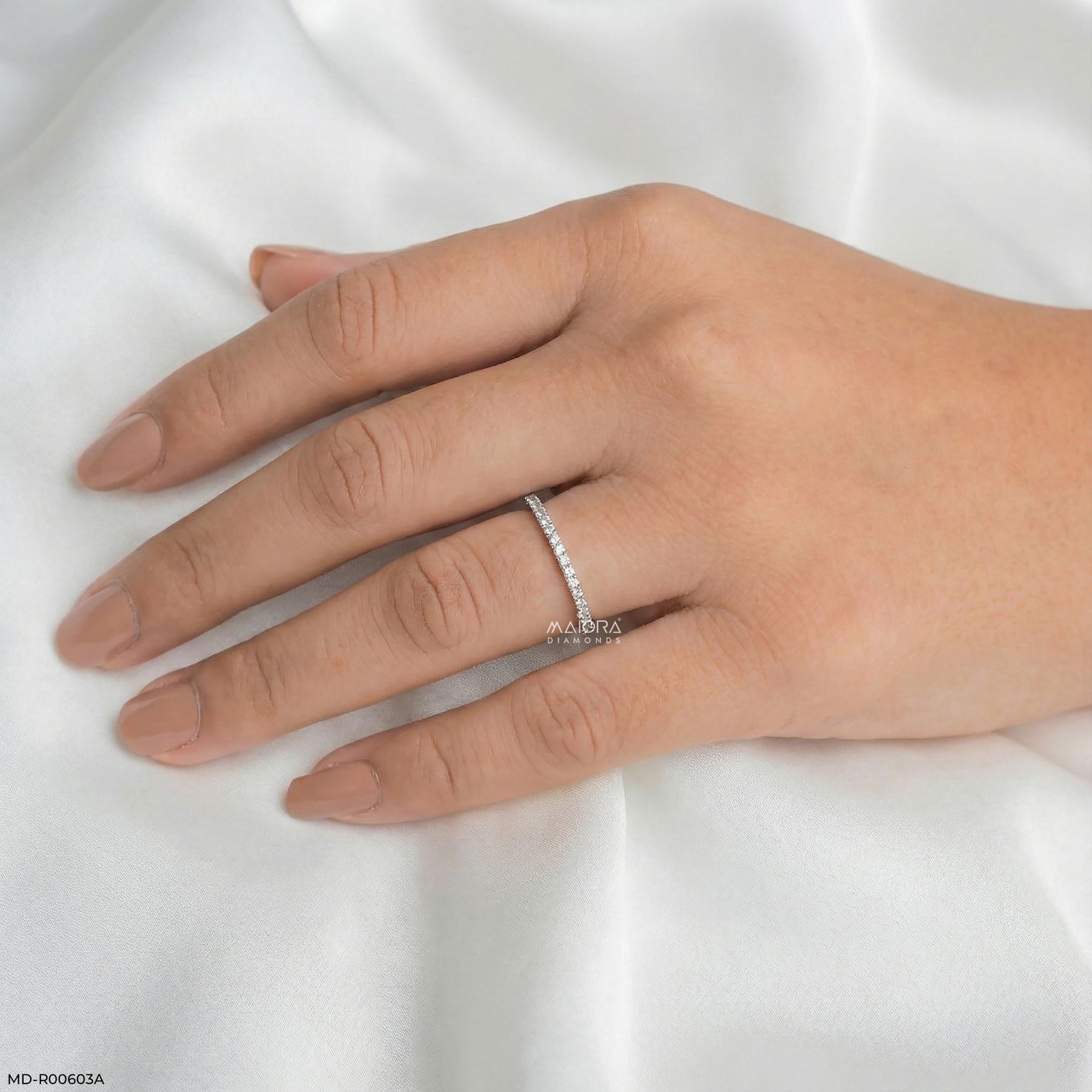 0.15 Carat Demi-Eternity Lab Diamond Band Ring 14K Rose Gold